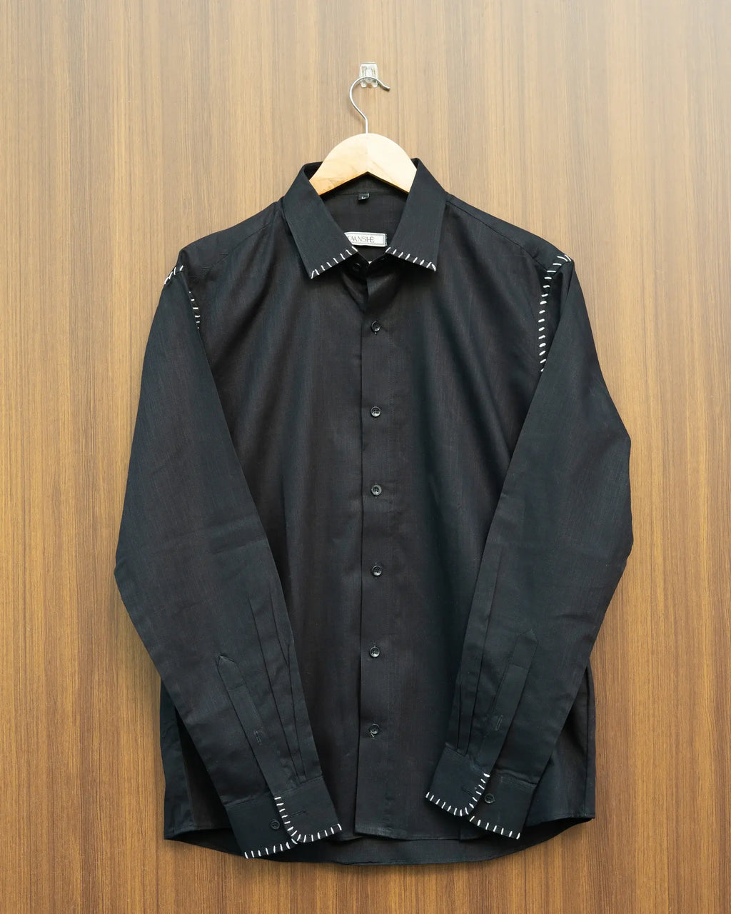 White Stitch Black Shirt
