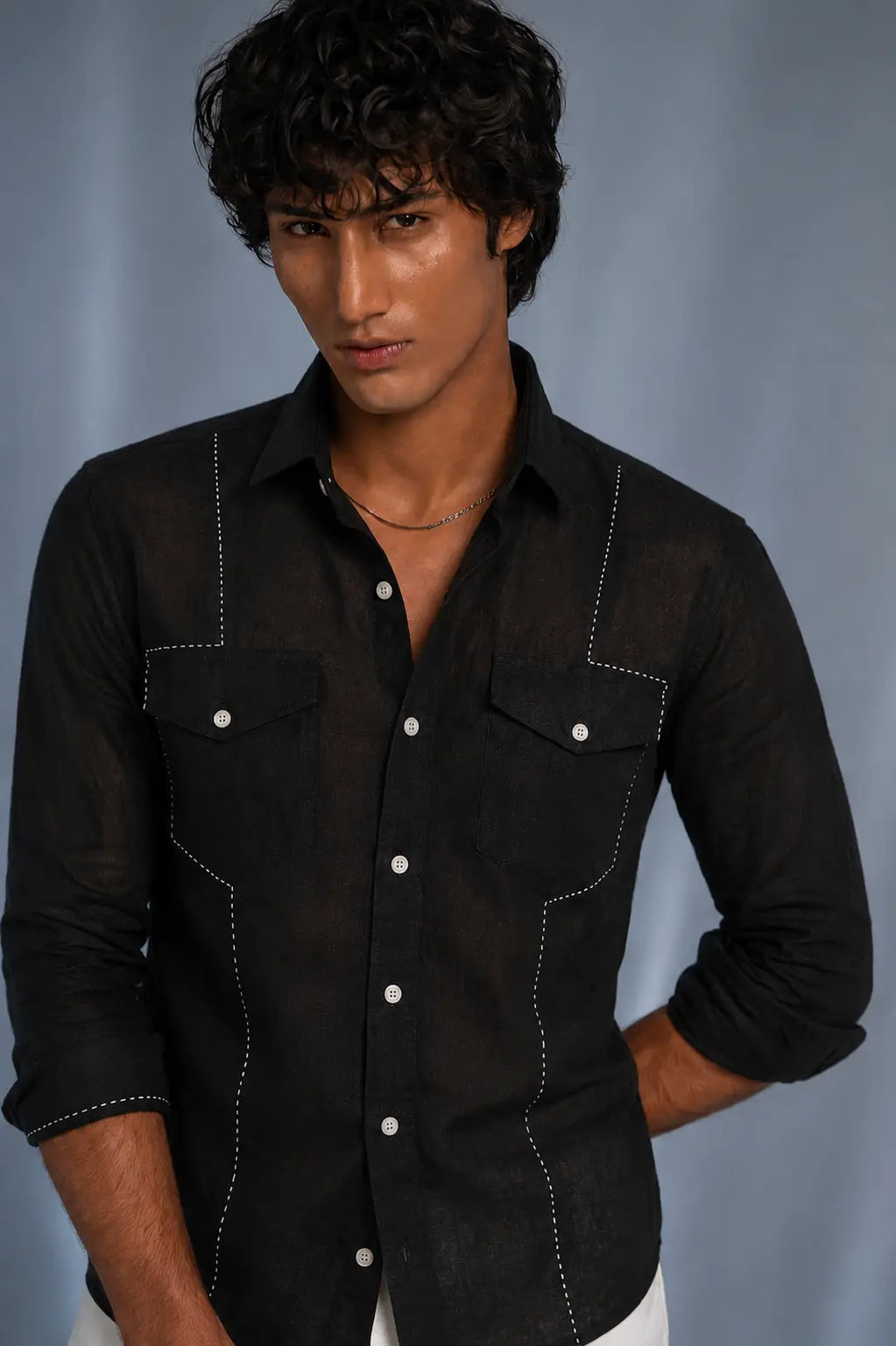 Black Flap Pocket Shirt