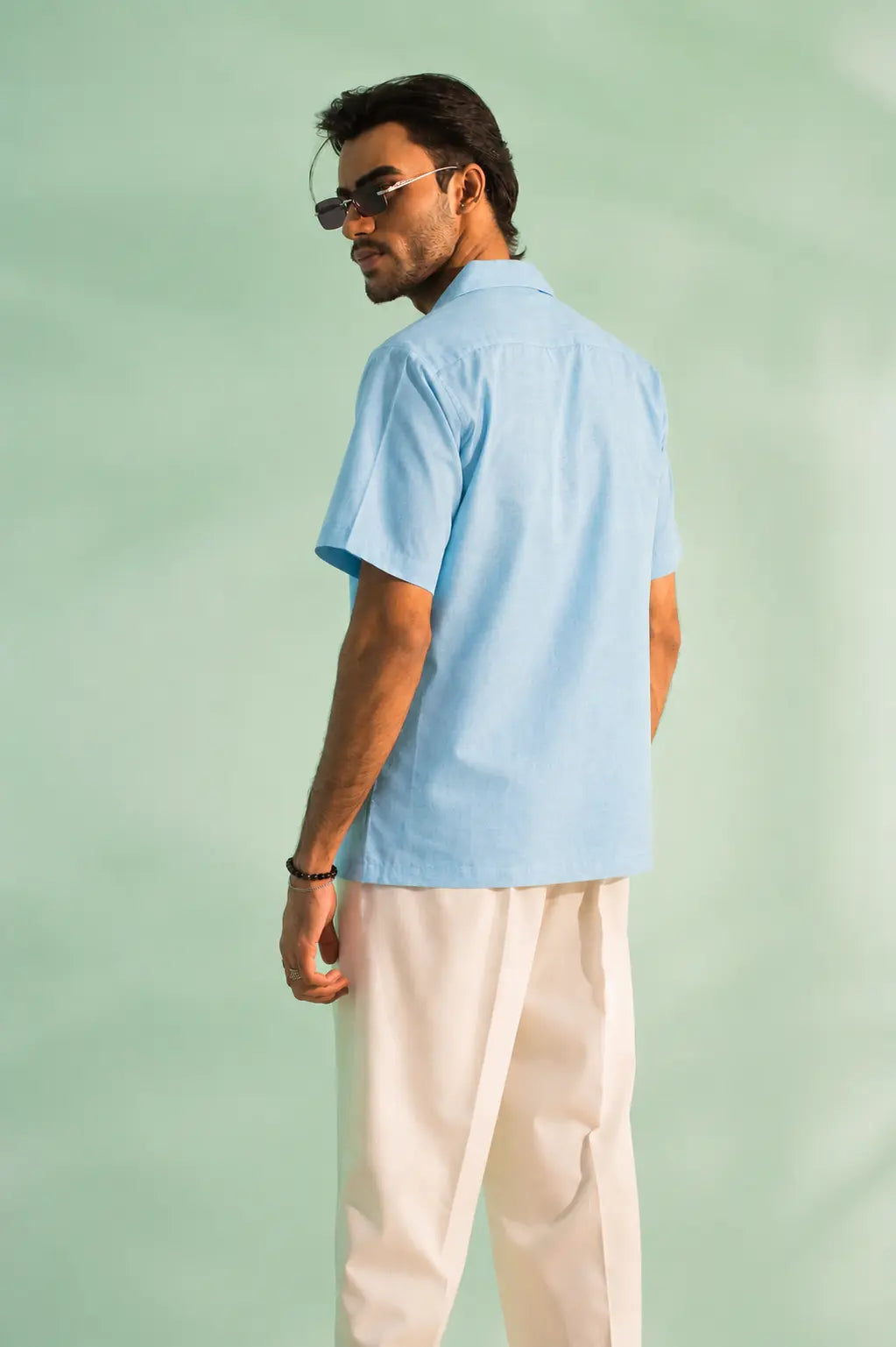 Blue patchwork shirt