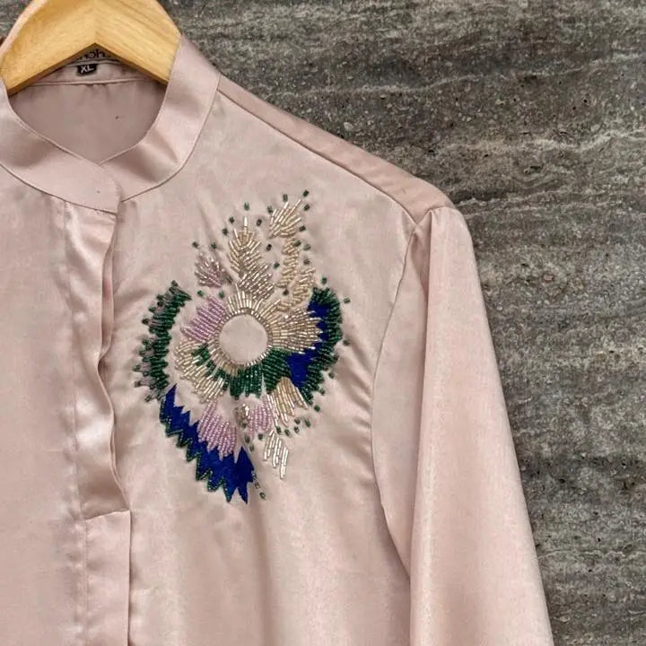 Cream White Floral Embroidered Co-ord Set