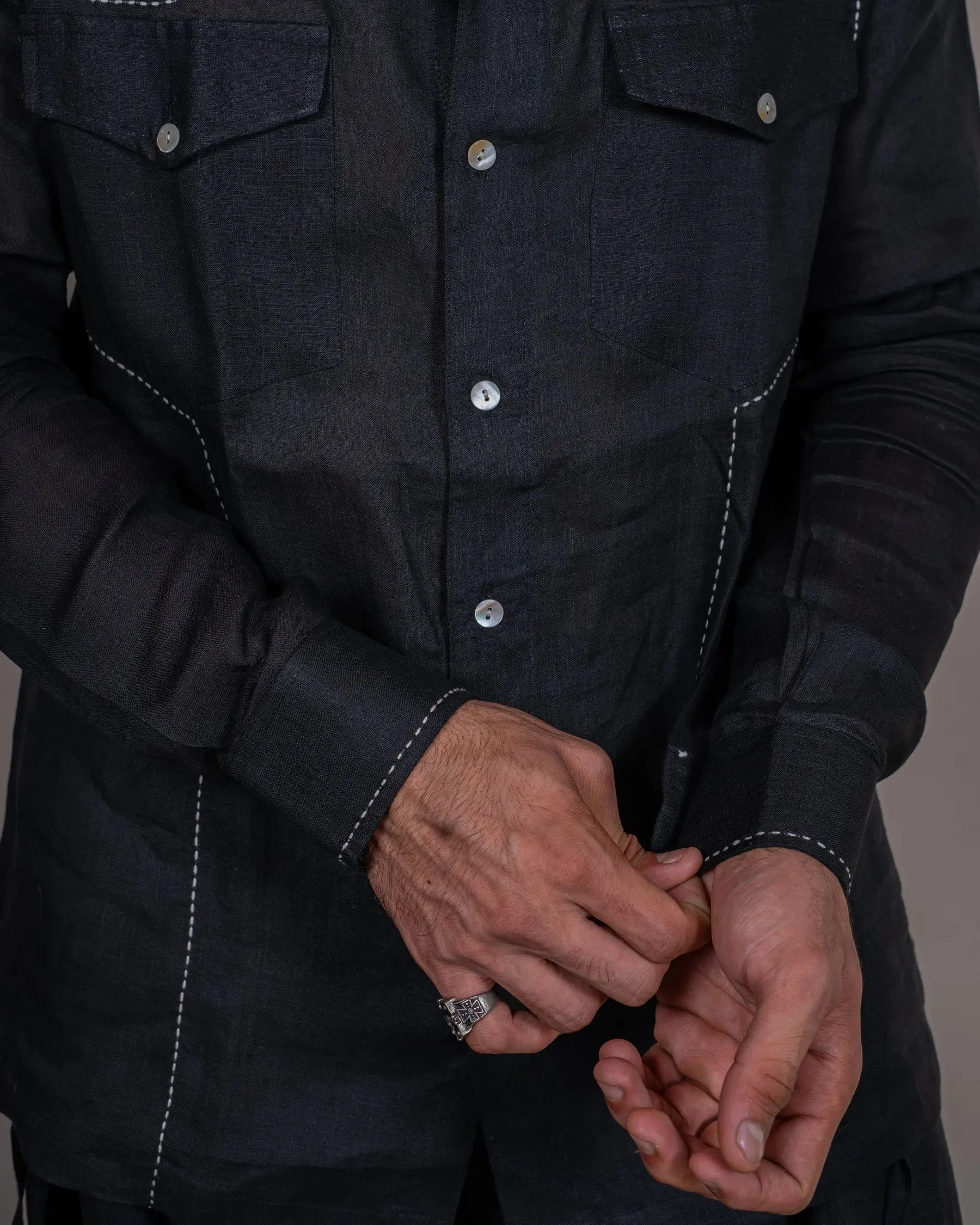 Black Flap Pocket Shirt