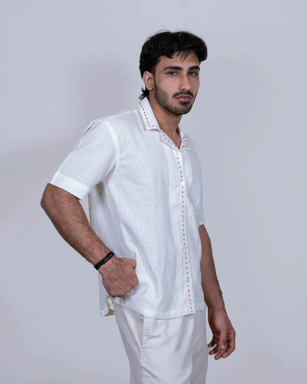 White french knot shirt