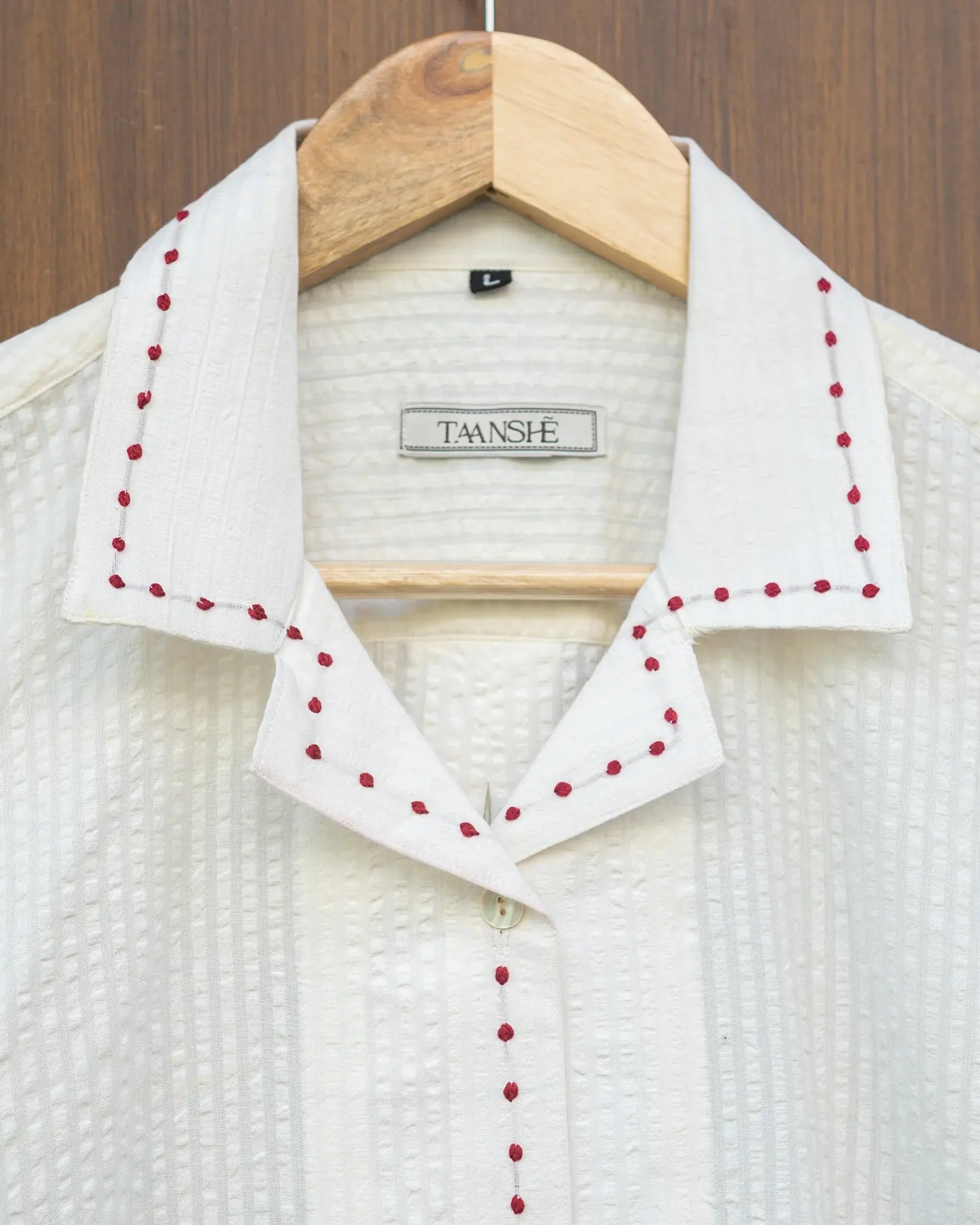 White french knot shirt