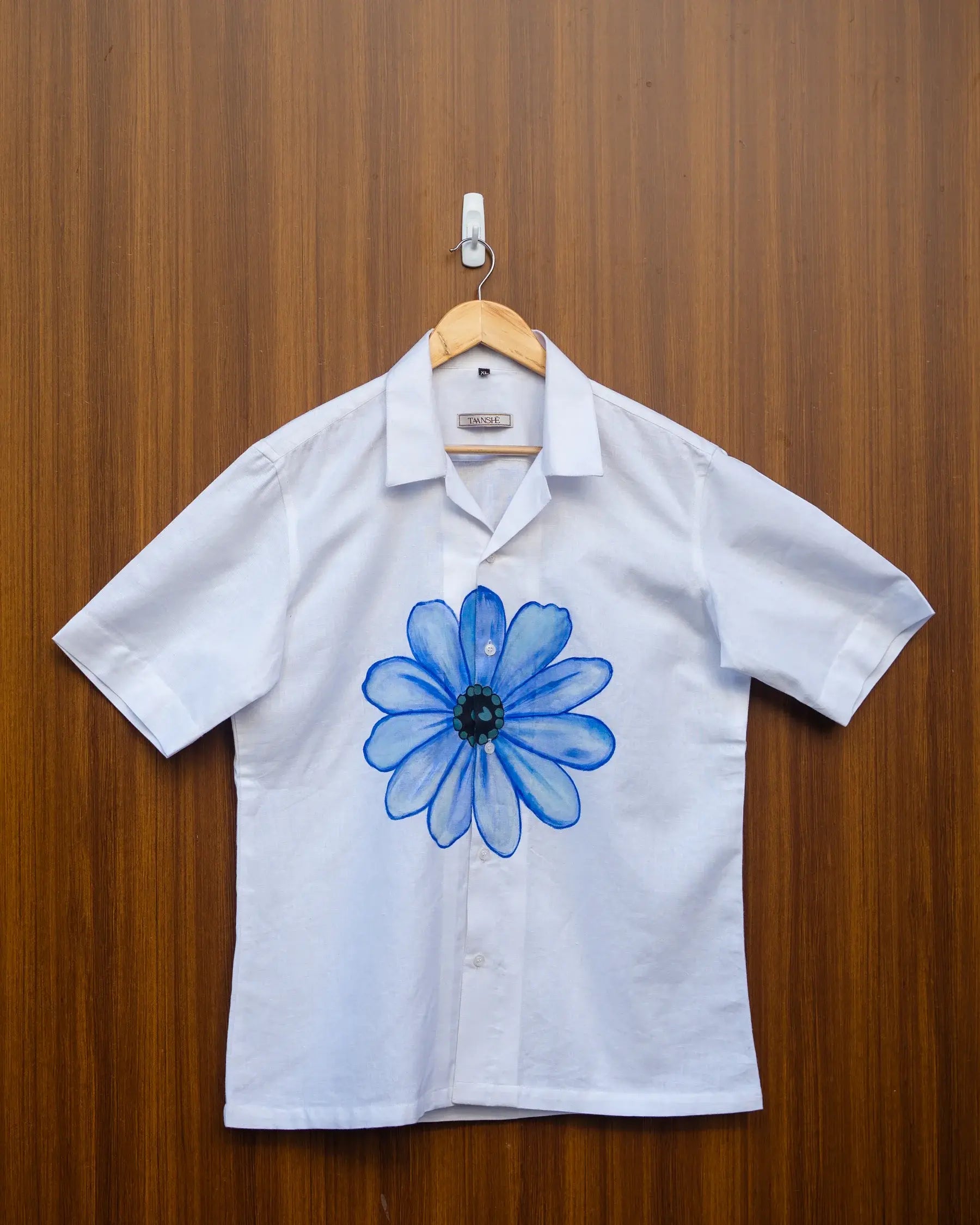 White Hand Painted Floral Shirt