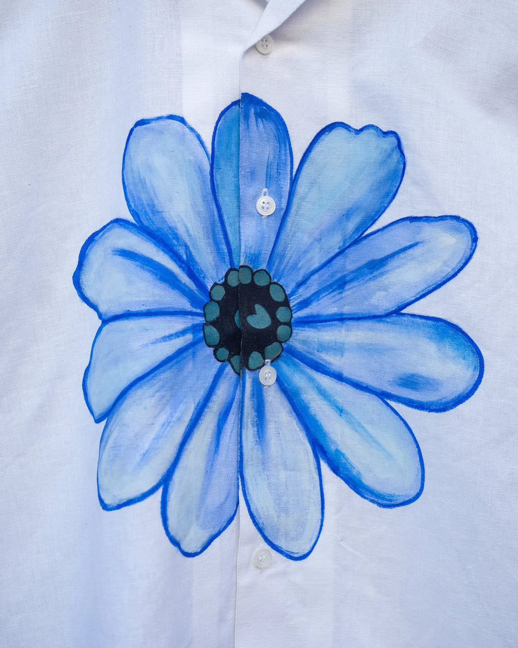White Hand Painted Floral Shirt