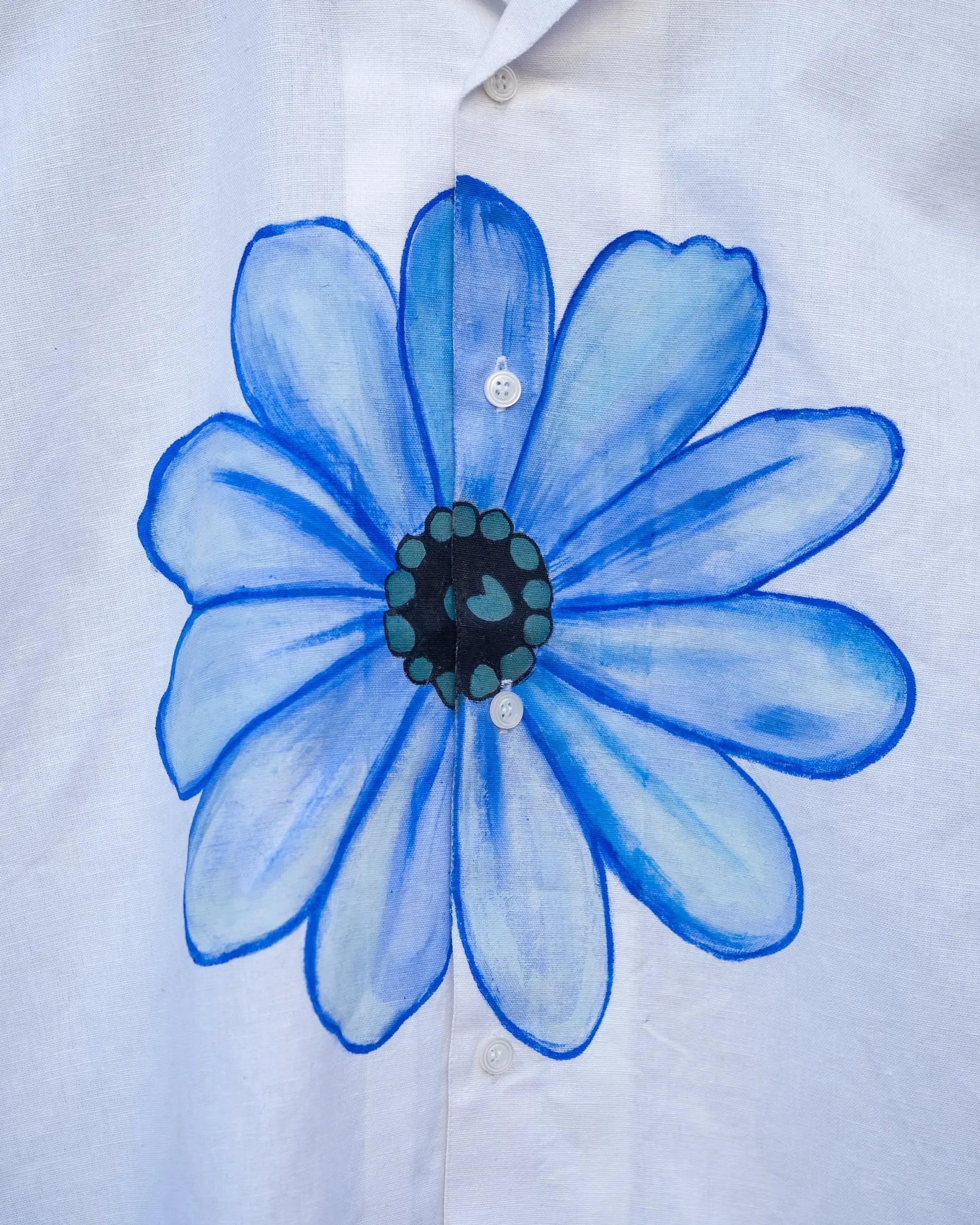 White Hand Painted Floral Shirt