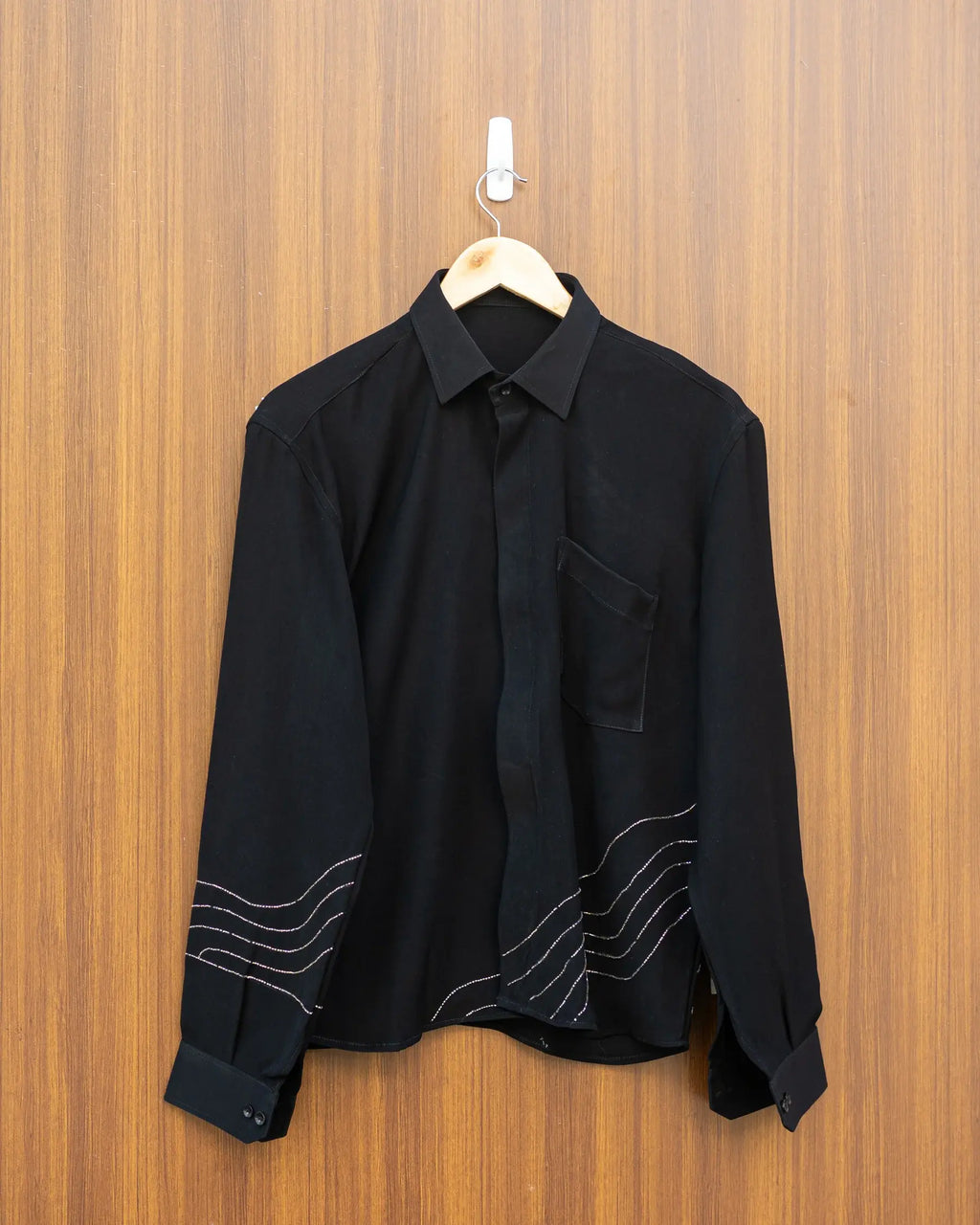 Black cutdana work shirt