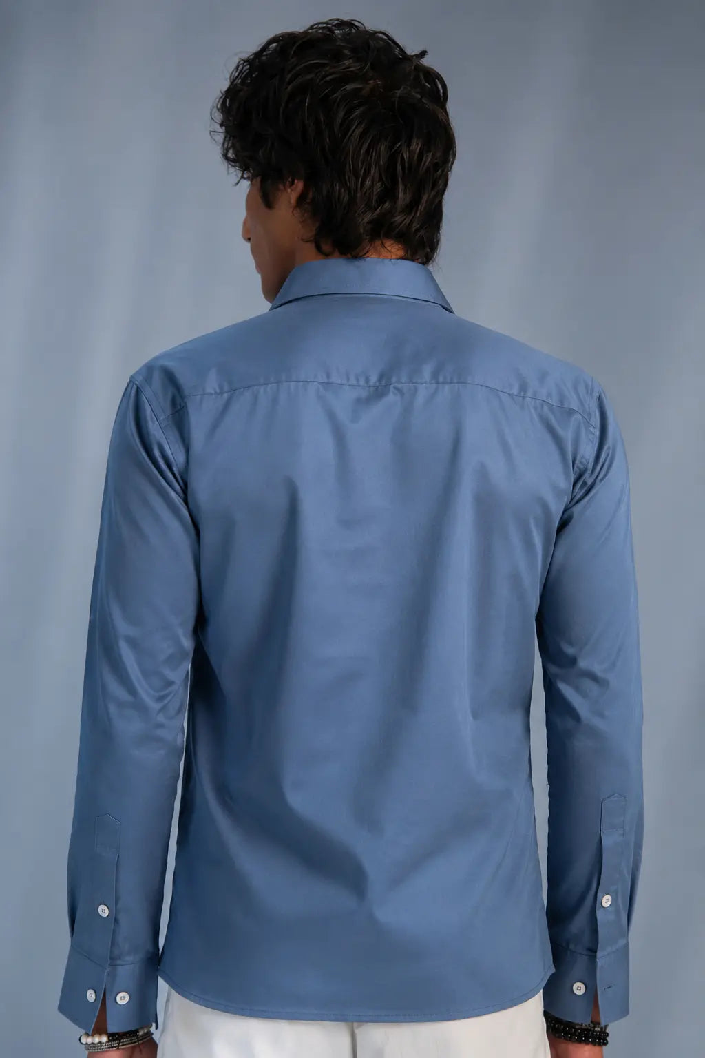 Slate Blue Horse Embroidery Shirt